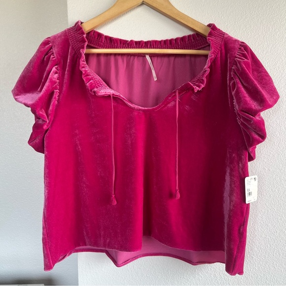 Free People Terese Velvet Top Pink - NWT - Picture 2 of 10